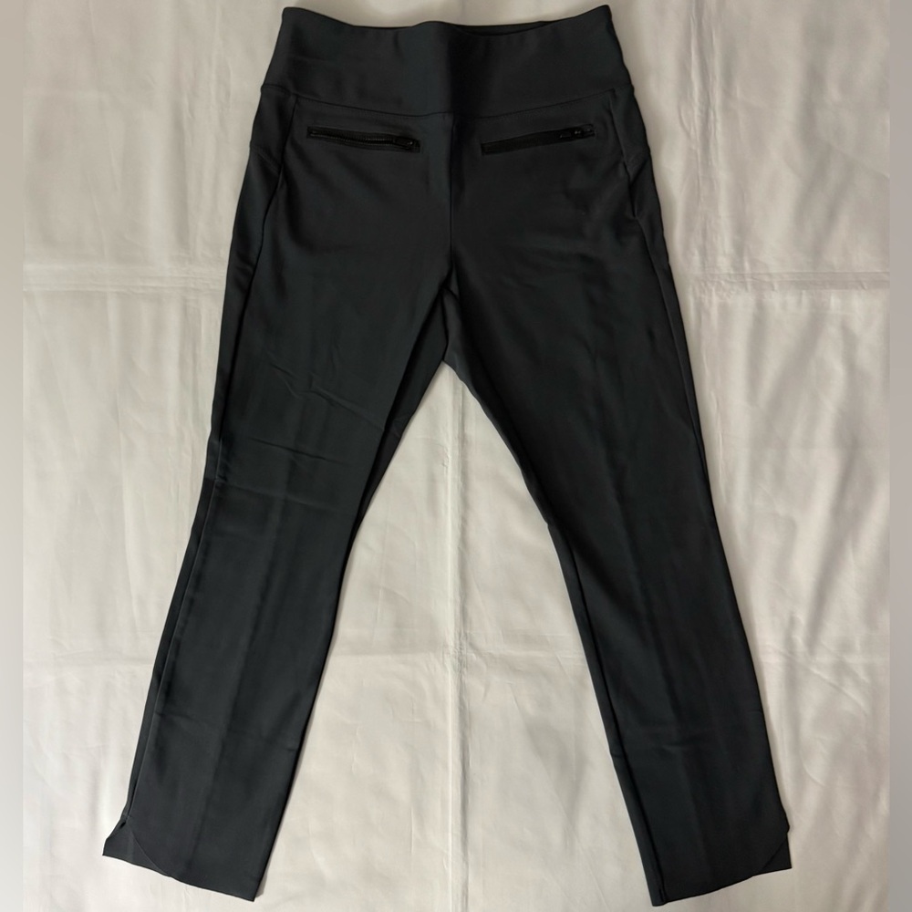 Athleta High Rise Charcoal Gray Leggings w/ Small Zipper Pockets
